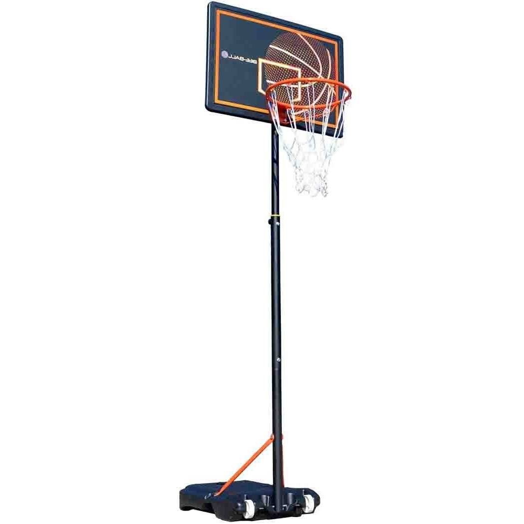 Bee Ball adjustable basketball hoop in bright yellow and black, large size.