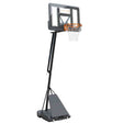 Alt text: "Bee Ball full-size basketball hoop with vibrant orange backboard."