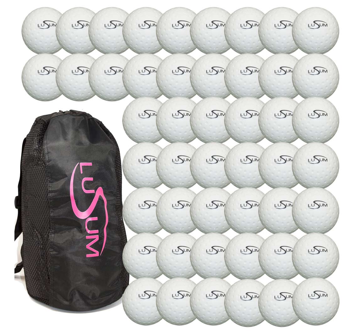 Buy 48 x Lusum Dimple Hockey Training Balls with Ball Bag 