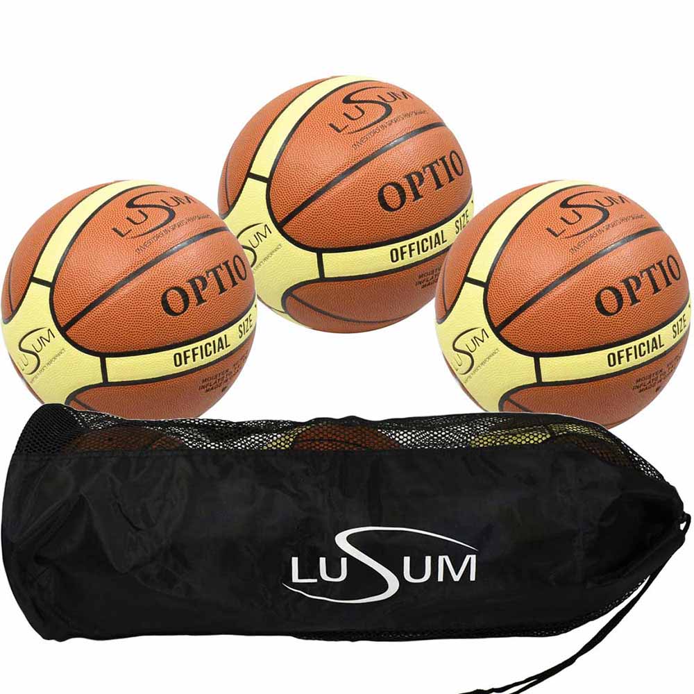 3 x Lusum Optio Basketballs Plus Tubular Bag