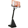 Bee Ball Optimum full-size basketball hoop, vibrant yellow and blue, durable design.